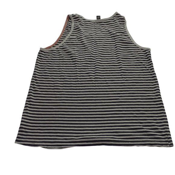 VonZipper Mens Gray Blue/Black Stripe Tank Top Size M Pocket Summer Cotton Blend - Picture 4 of 15